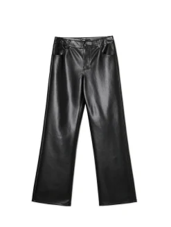 Cropp Spodnie*Spodnie straight z imitacji skóry czarny