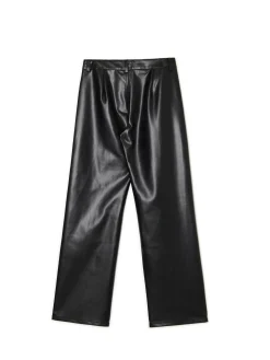 Cropp Spodnie*Spodnie straight z imitacji skóry czarny