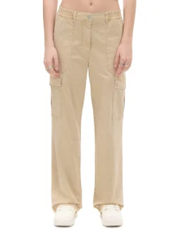 Cropp Spodnie*Spodnie straight z kieszeniami cargo kremowy