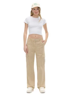 Cropp Spodnie*Spodnie straight z kieszeniami cargo kremowy