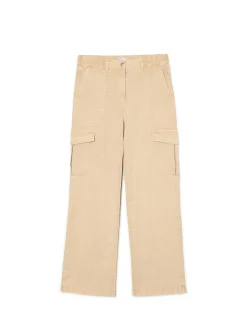 Cropp Spodnie*Spodnie straight z kieszeniami cargo kremowy