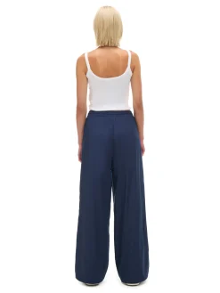 Cropp Spodnie|Sety*Spodnie wide leg z lampasami granatowy