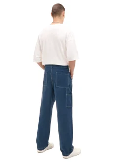 Cropp Baggy|Spodnie*Spodnie z białymi przeszyciami surowygranatowy