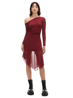 Cropp Sukienki, Kombinezony*Sukienka midi z odkrytym ramieniem kasztanowy