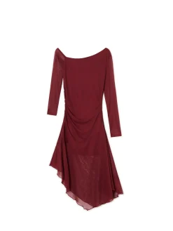 Cropp Sukienki, Kombinezony*Sukienka midi z odkrytym ramieniem kasztanowy