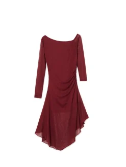 Cropp Sukienki, Kombinezony*Sukienka midi z odkrytym ramieniem kasztanowy