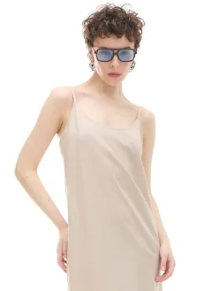 Cropp Sukienki, Kombinezony*Sukienka midi z wiskozy i lnu beżowy