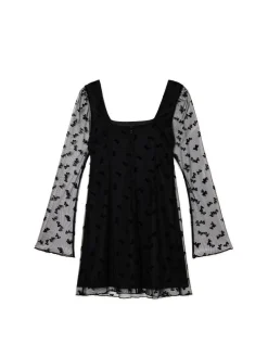 Cropp Sukienki, Kombinezony*Sukienka mini z dekoracyjną siateczką czarny