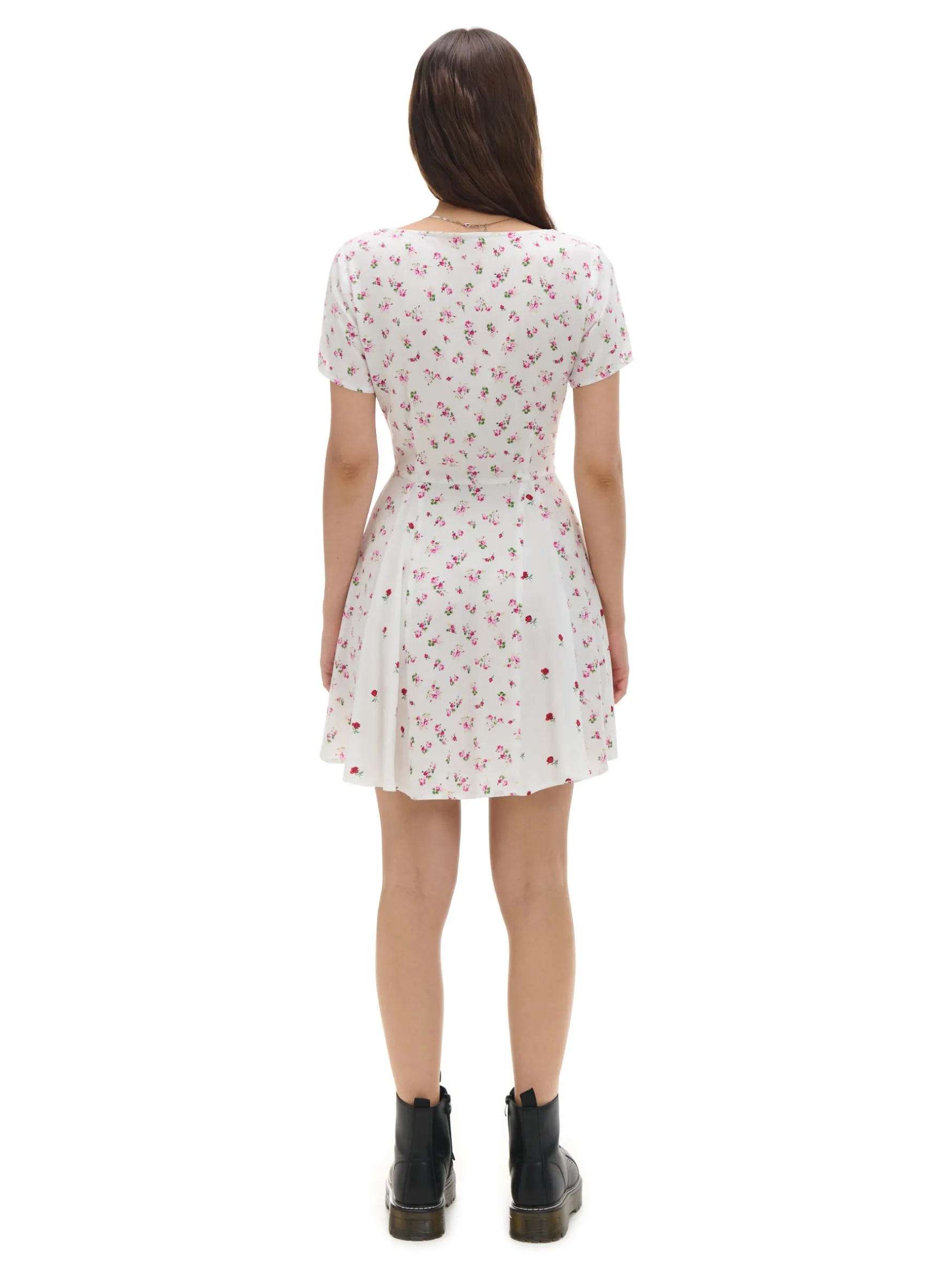 Cropp Sukienki, Kombinezony*Sukienka mini z wiskozy w kwiaty biały