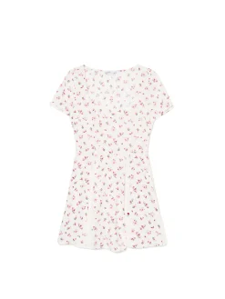 Cropp Sukienki, Kombinezony*Sukienka mini z wiskozy w kwiaty biały