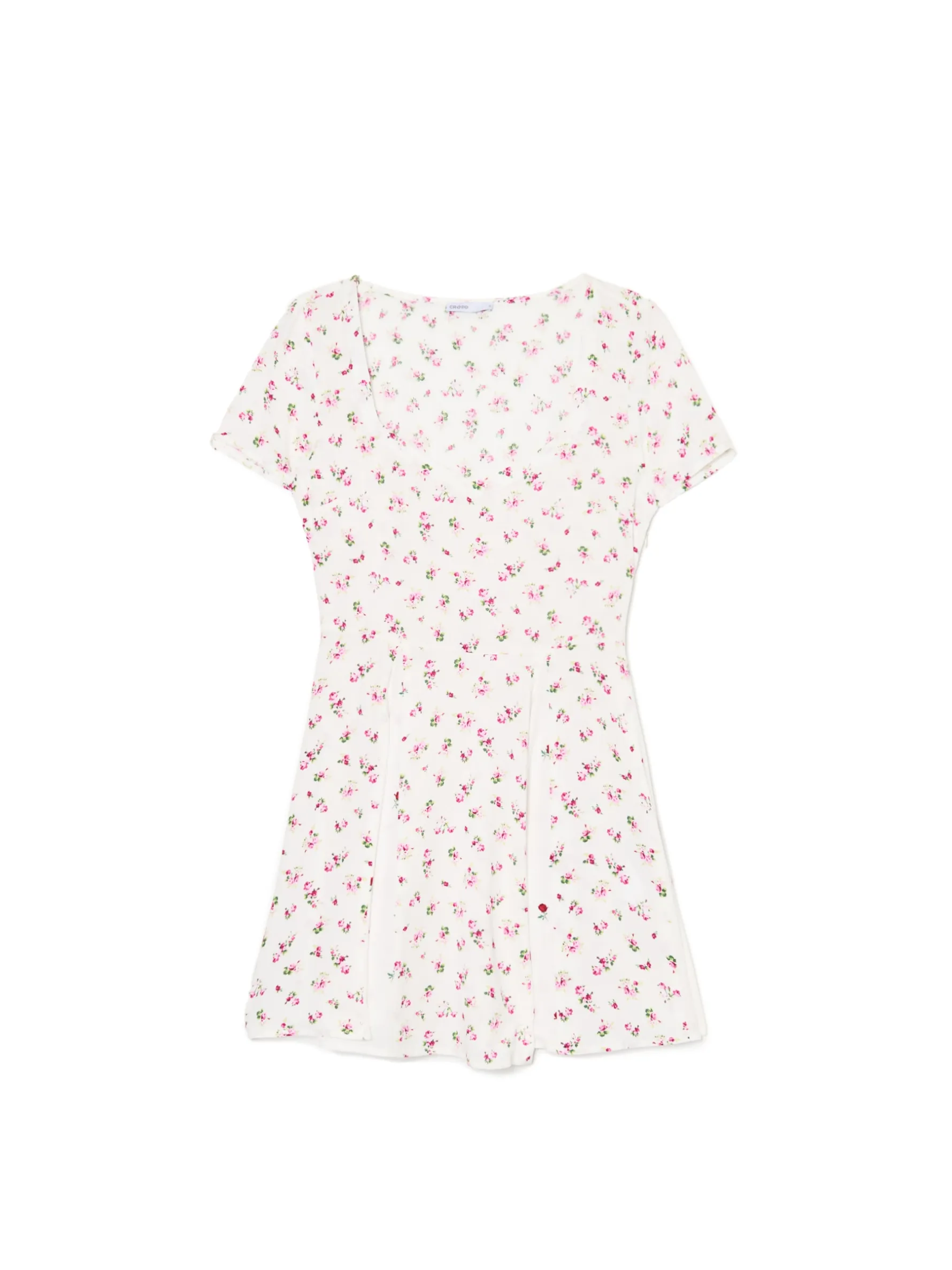 Cropp Sukienki, Kombinezony*Sukienka mini z wiskozy w kwiaty biały