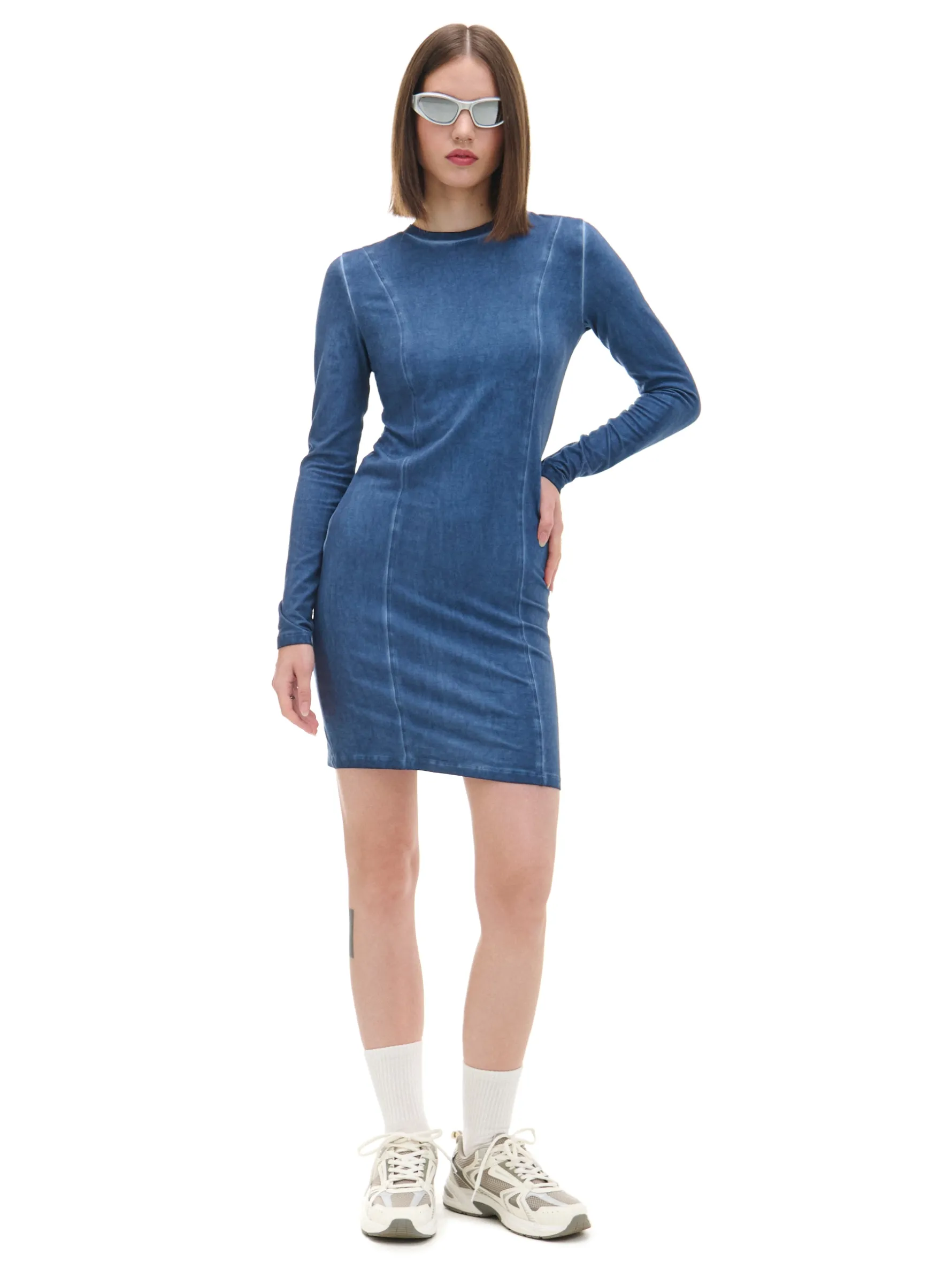 Cropp Sukienki, Kombinezony*Sukienka z efektem oil wash granatowy