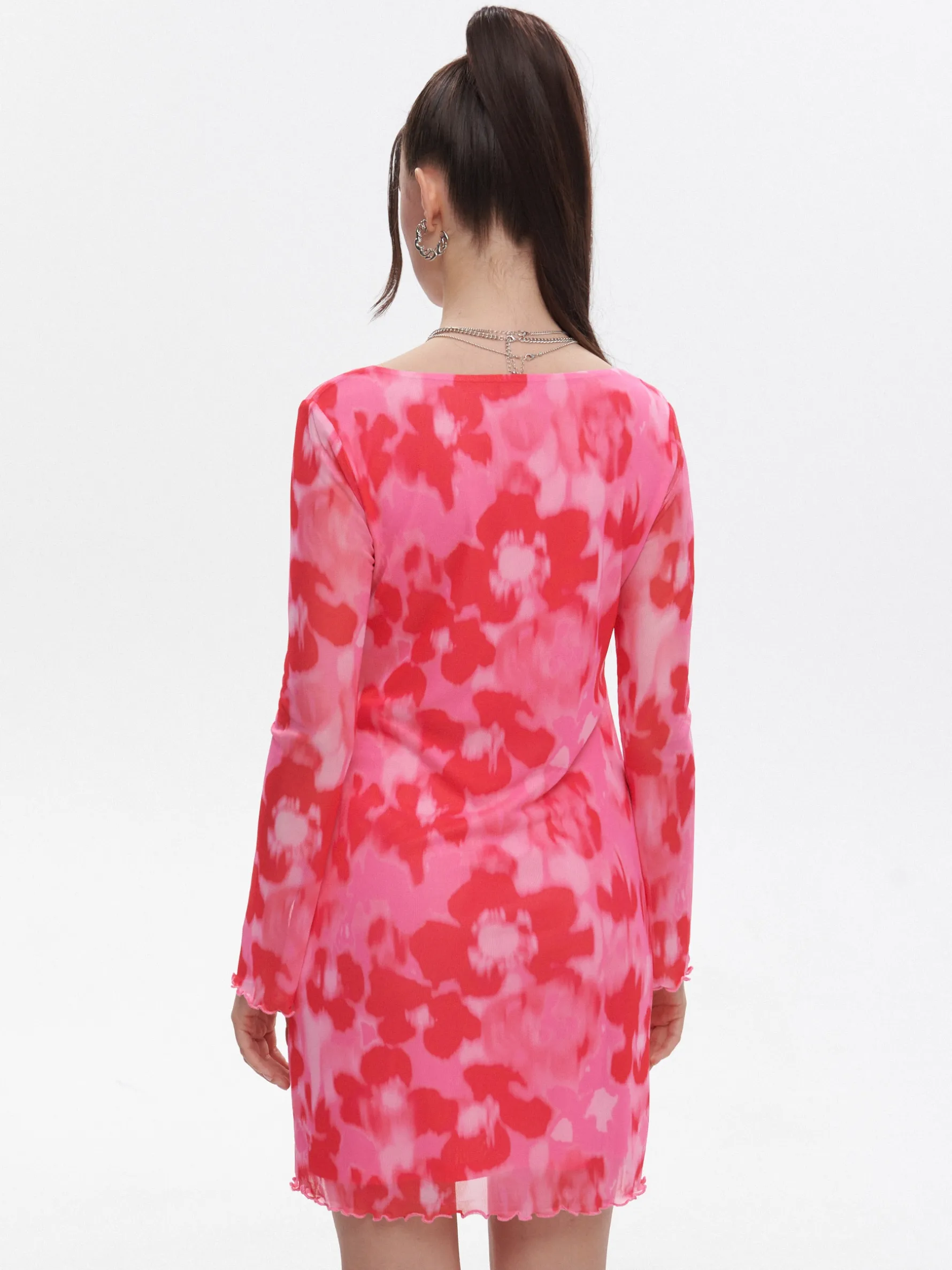 Cropp Sukienki, Kombinezony*Sukienka z kwiatowym motywem czerwony