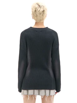 Cropp Swetry*Sweter oversize z efektem sprania czarny