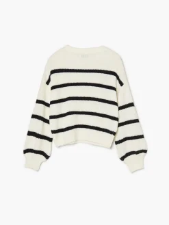 Cropp Swetry*Sweter w czarne paski kremowy