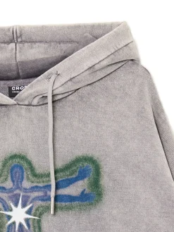Cropp Bluzy*Szara bluza hoodie z nadrukiem jasnyszary