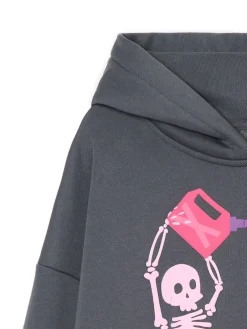 Cropp Bluzy*Szara bluza z kapturem i nadrukiem szary