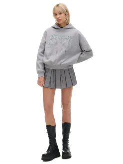 Cropp Bluzy*Szara bluza z kapturem i nadrukiem jasnyszary
