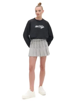 Cropp Spódnice|Sety*Szara jeansowa spódniczka z zakładkami jasnyszary