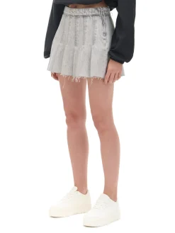 Cropp Spódnice|Sety*Szara jeansowa spódniczka z zakładkami jasnyszary