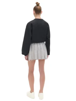 Cropp Spódnice|Sety*Szara jeansowa spódniczka z zakładkami jasnyszary