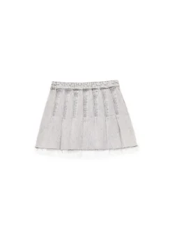 Cropp Spódnice|Sety*Szara jeansowa spódniczka z zakładkami jasnyszary