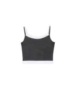 Cropp Koszulki, Topy|Sety*Szara koszulka z białymi wstawkami szary