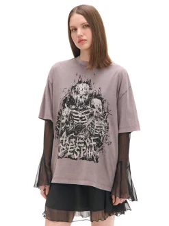 Cropp Unisex|Unisex*Szara koszulka z motywem kościotrupów UNISEX szary