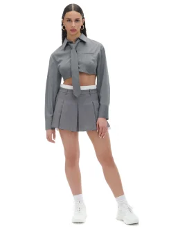 Cropp Spódnice|Sety*Szara mini z plisami jasnyszary