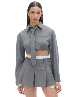 Cropp Spódnice|Sety*Szara mini z plisami jasnyszary