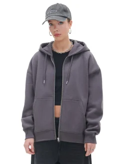 Cropp Bluzy*Szara rozpinana bluza oversize szary