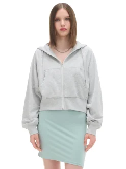 Cropp Bluzy*Szara rozpinana bluza z kapturem jasnyszary