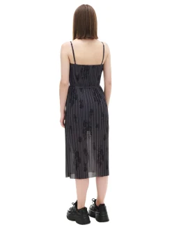 Cropp Sukienki, Kombinezony*Szara sukienka midi w kwiaty zielony