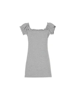 Cropp Sukienki, Kombinezony*Szara sukienka mini z krótkimi rękawkami jasnyszary