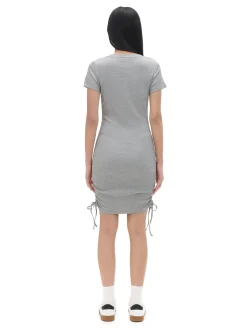 Cropp Sukienki, Kombinezony*Szara sukienka z ozdobnym marszczeniem jasnyszary