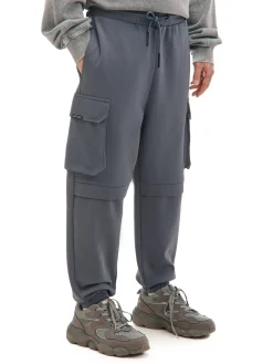 Cropp Spodnie*Szare dresowe joggery z kieszeniami szary