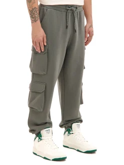 Cropp Spodnie*Szare dresowe joggery z kieszeniami cargo szary