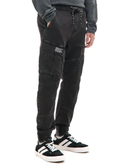 Cropp Jeansy*Szare jeansy jogger z kieszeniami cargo szary