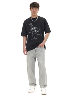 Cropp Jeansy*Szare jeansy loose jasnyszary