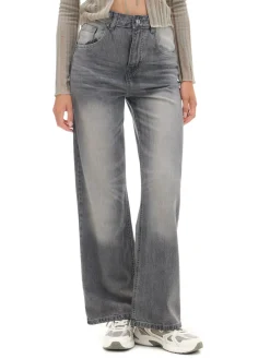 Cropp Jeansy*Szare jeansy retro wide leg jasnyszary