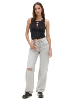 Cropp Jeansy*Szare jeansy straight jasnyszary