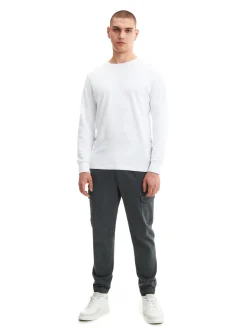 Cropp Spodnie*Szare joggery basic z kieszeniami cargo jasnyszary