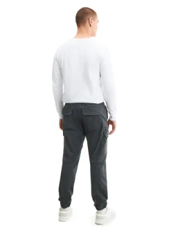 Cropp Spodnie*Szare joggery basic z kieszeniami cargo jasnyszary