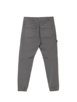 Cropp Spodnie*Szare joggery basic z kieszeniami cargo jasnyszary
