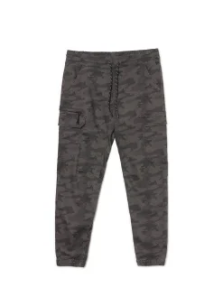 Cropp Spodnie*Szare joggery basic z kieszeniami cargo szary