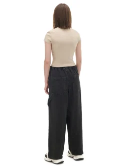 Cropp Spodnie*Szare spodnie baggy z wysokim stanem szary