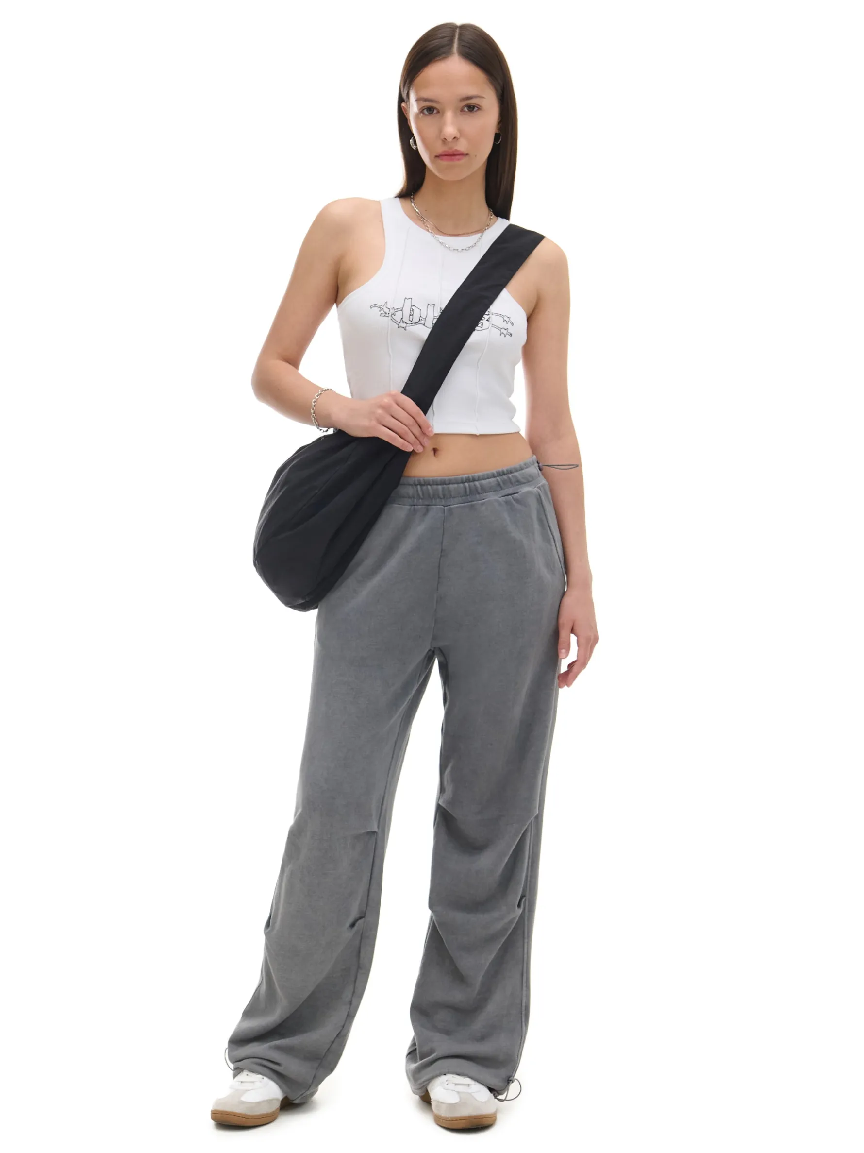 Cropp Spodnie*Szare spodnie parachute jasnyszary