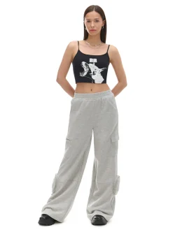 Cropp Spodnie*Szare spodnie z kieszeniami cargo jasnyszary