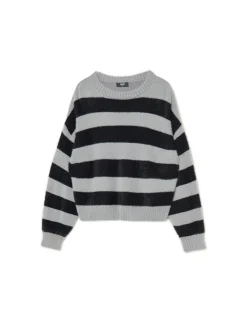 Cropp Swetry*sweter w czarne paski szary