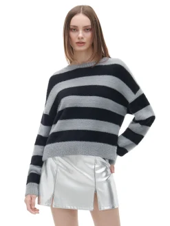Cropp Swetry*sweter w czarne paski szary